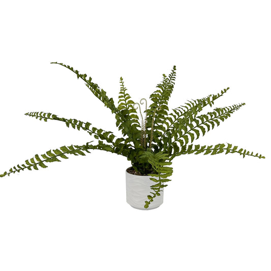 Artificial Ferns tree Faux Plant Tree with White Pot, Fake Plants in Pot for Indoor Outdoor Office Garden balcony patio Home Decor (Green)