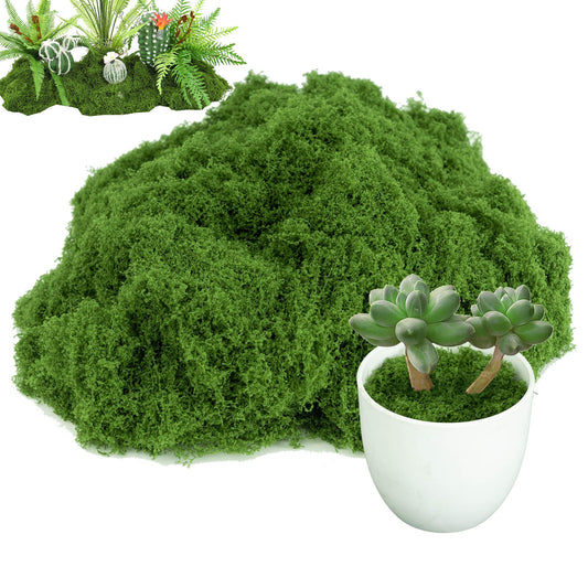 100g Fake Moss for Plants Indoor, Artificial Moss for Arts and Crafts, Faux Grass for Potted Fairy Garden DIY Model Making Walls Glass Containers Home Decor Dark Green (3.5oz)