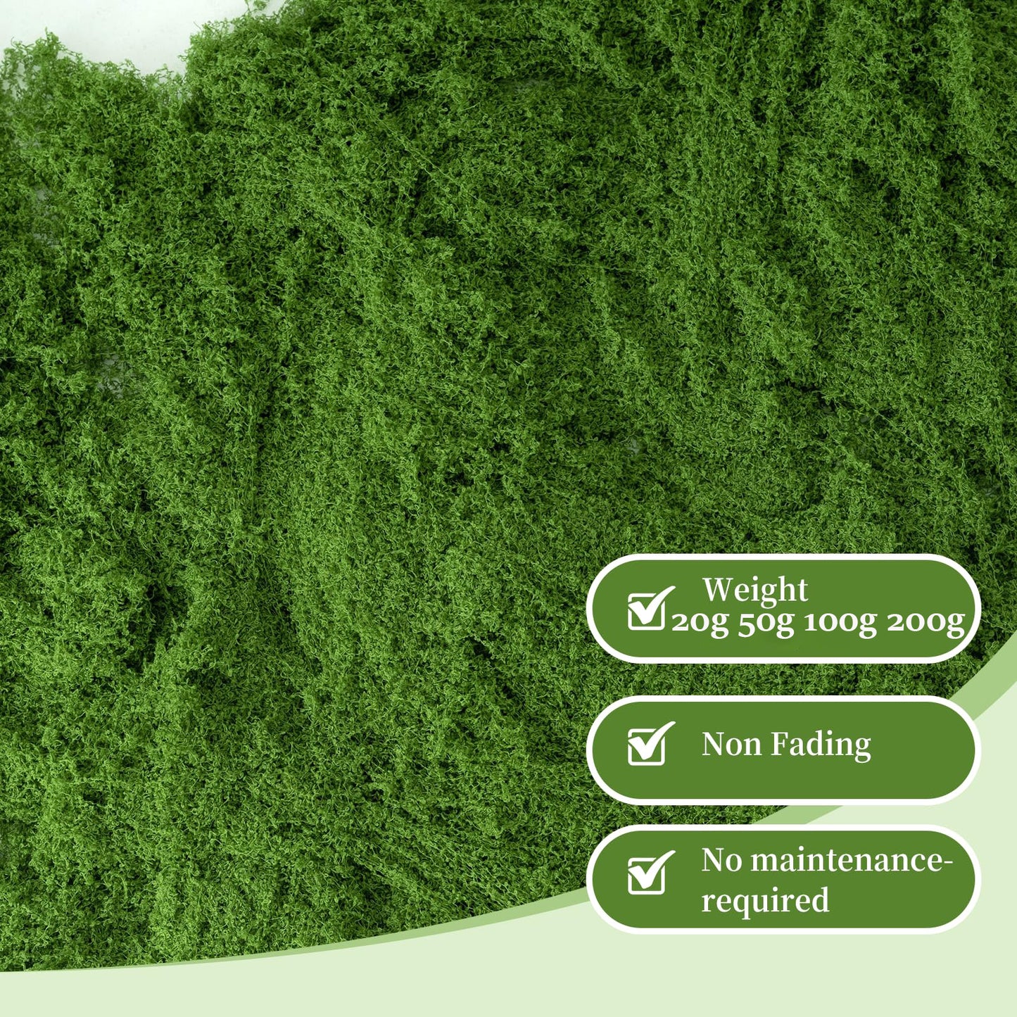 100g Fake Moss for Plants Indoor, Artificial Moss for Arts and Crafts, Faux Grass for Potted Fairy Garden DIY Model Making Walls Glass Containers Home Decor Dark Green (3.5oz)