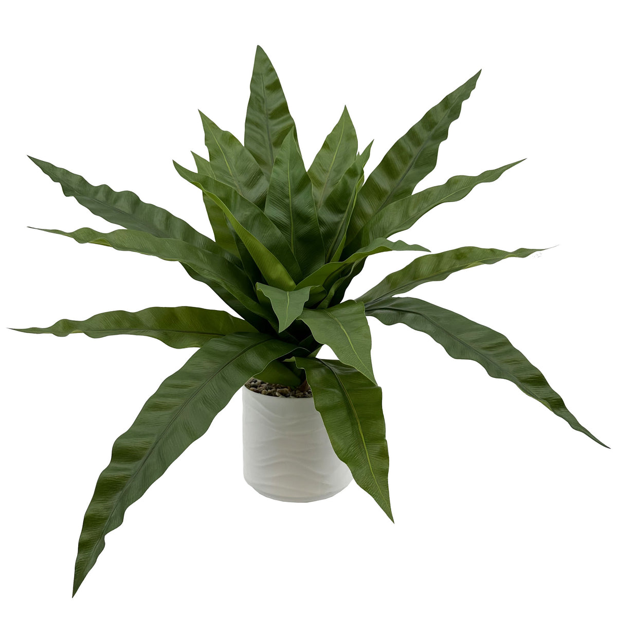 Artificial Bird Nest Fern Plant, Faux Tree with White Pot, Fake Plants Large Tropical Palm Tree, in Pot for Indoor Outdoor Office Garden balcony patio Home Decor (Green)