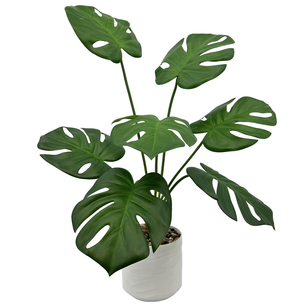60cm Artificial Monstera Tree Faux Plant Tree with White Pot, Fake Plants 60cm Large Tropical Palm Tree, in Pot for Indoor Outdoor Office Garden balcony patio Home Decor