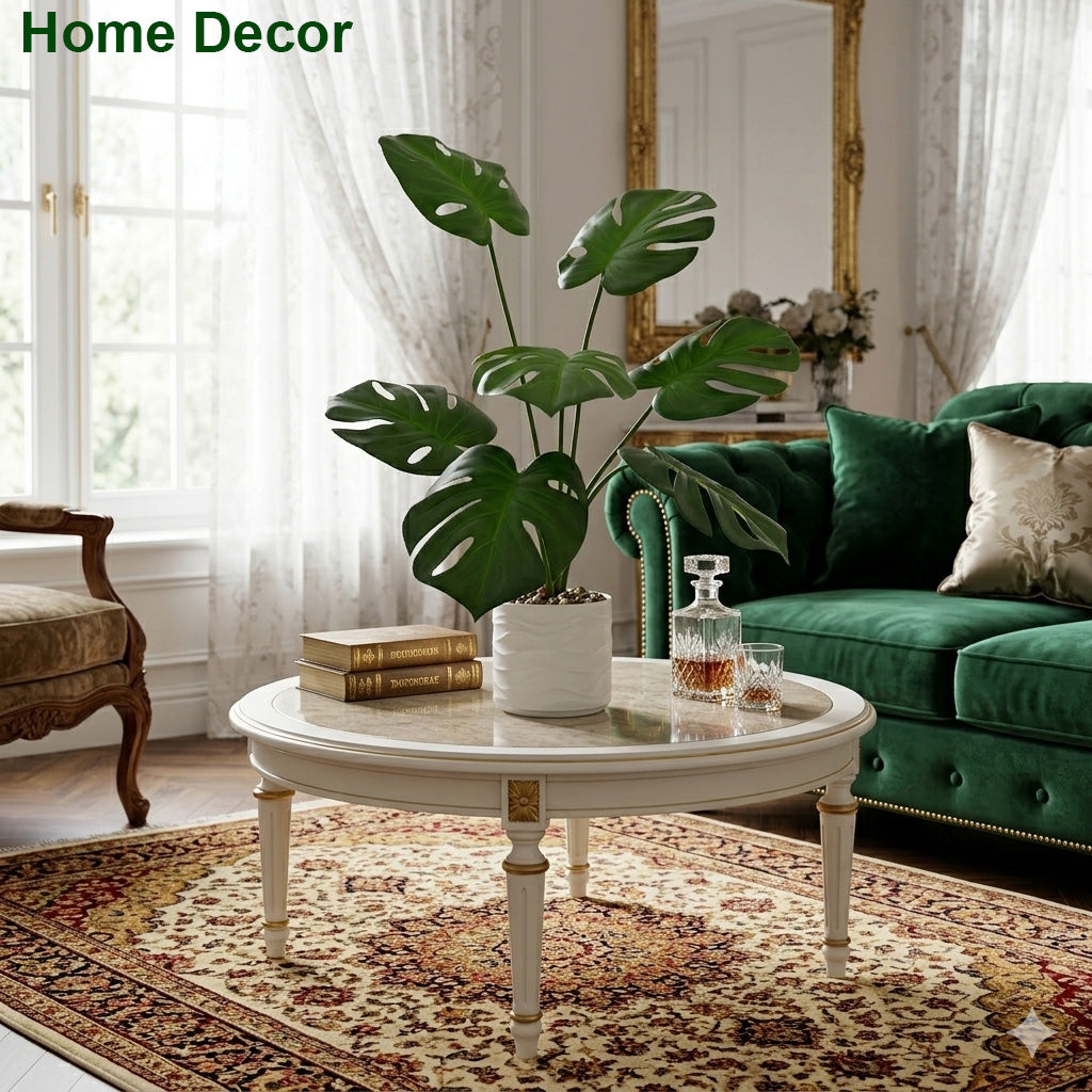 60cm Artificial Monstera Tree Faux Plant Tree with White Pot, Fake Plants 60cm Large Tropical Palm Tree, in Pot for Indoor Outdoor Office Garden balcony patio Home Decor
