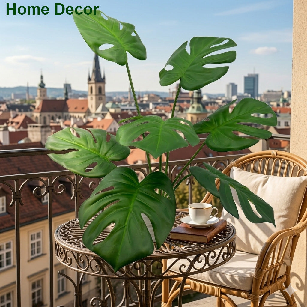 60cm Artificial Monstera Tree Faux Plant Tree with White Pot, Fake Plants 60cm Large Tropical Palm Tree, in Pot for Indoor Outdoor Office Garden balcony patio Home Decor