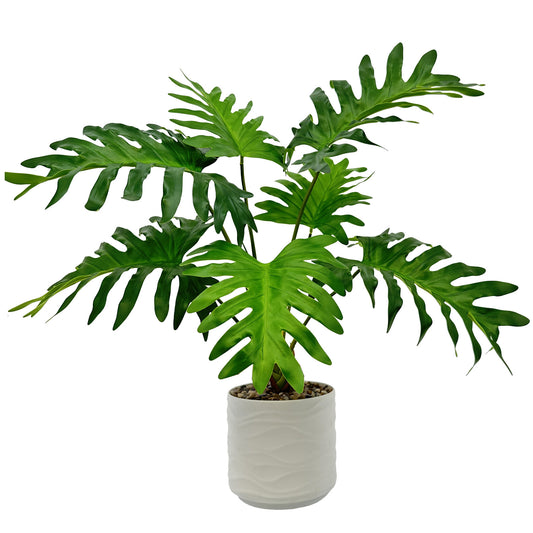Artificial Philodendron Tree Faux Plant Tree with White Pot, Fake Plants Large Tropical Palm Tree, in Pot for Indoor Outdoor Office Garden balcony patio Home Decor (Green)
