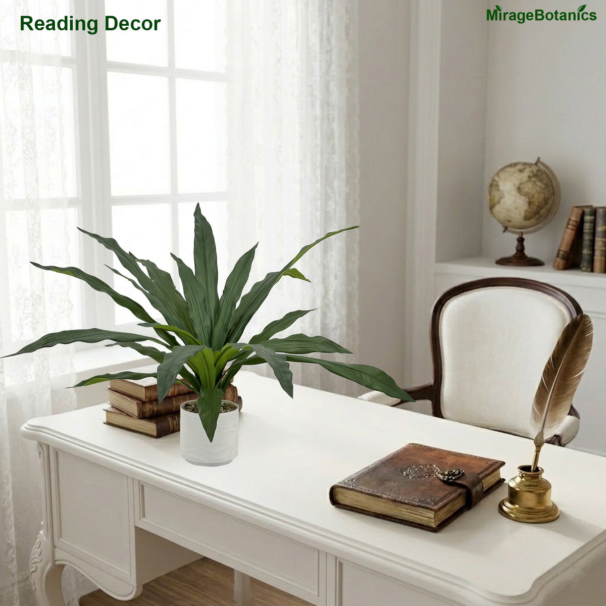 Artificial Brazilwood Tree Faux Plant Tree with White Pot, Fake Plants Large Tropical Palm Tree, in Pot for Indoor Outdoor Office Garden balcony patio Home Decor (Green)