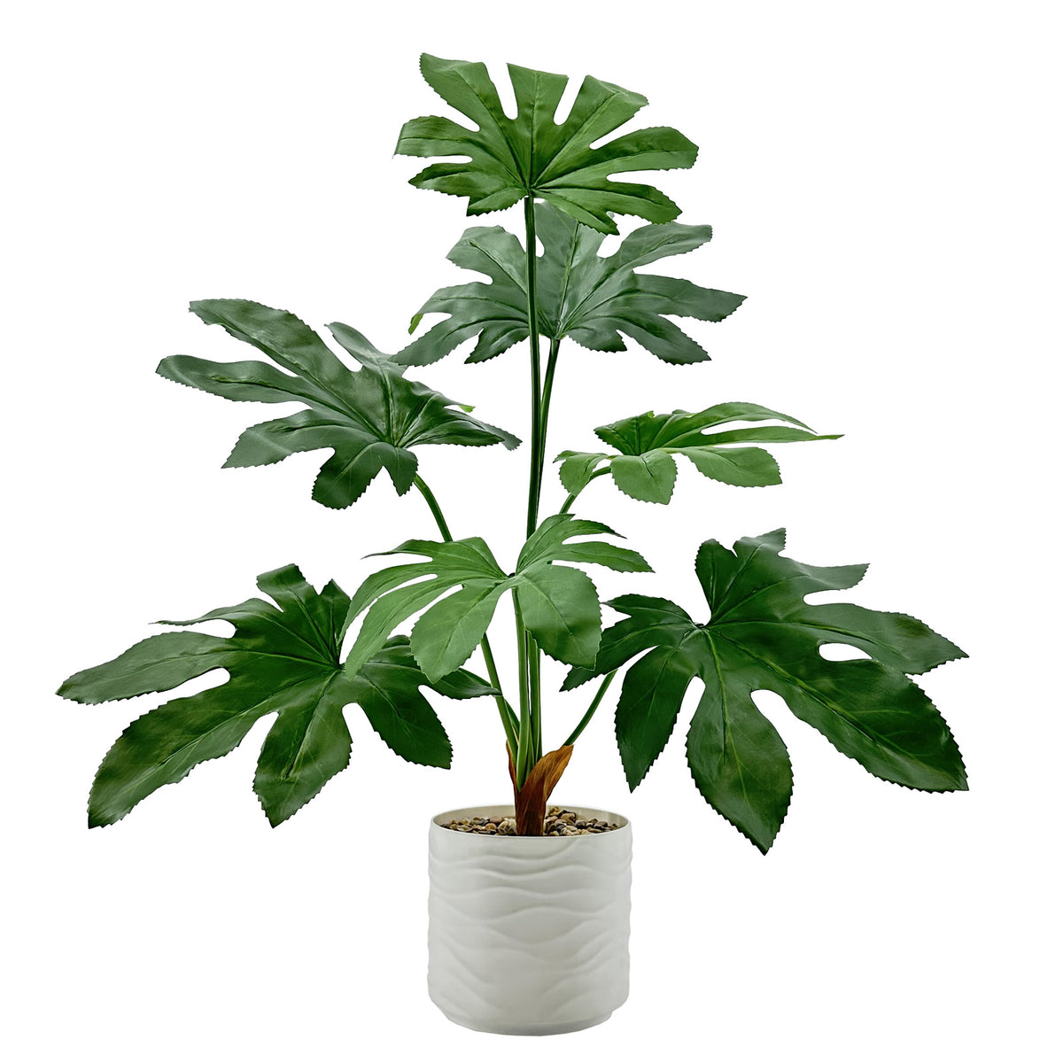 55cm Artificial Fatsia Japonica Tree Faux Plant with White Pot, Fake Plants Large Tropical Palm Tree, in Pot for Indoor Outdoor Office Garden Balcony Patio Home Decor