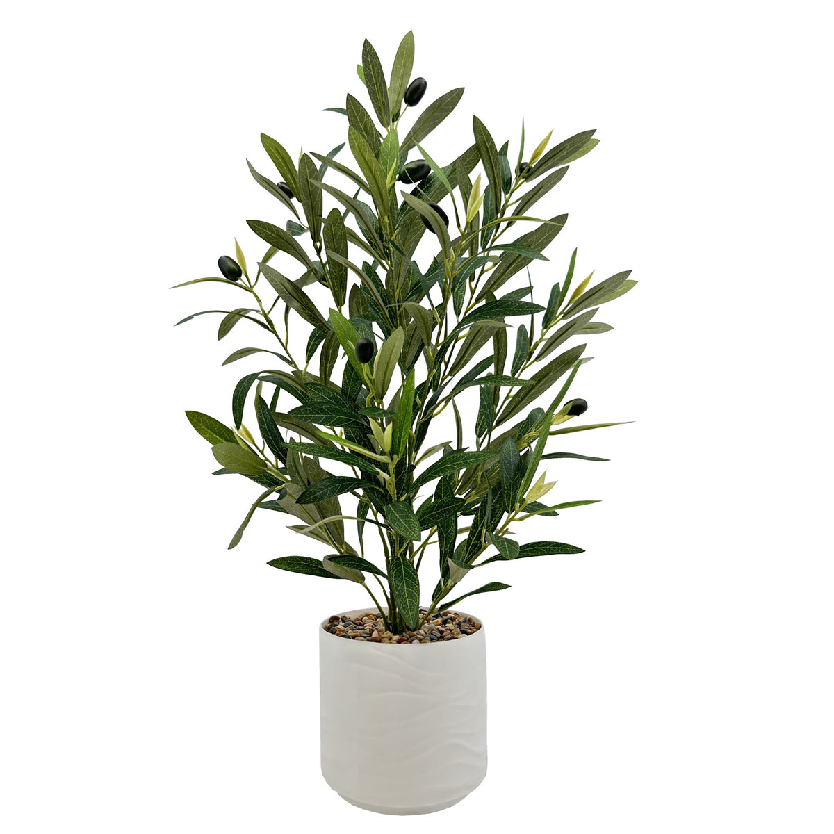 55cm Artificial Olive Trees Indoor,Faux Olive Tree with White Planter Pot,Artificial Plants Lifelike Fruits for Home Office MeetingRoom Living Room Indoor Outdoor Decor