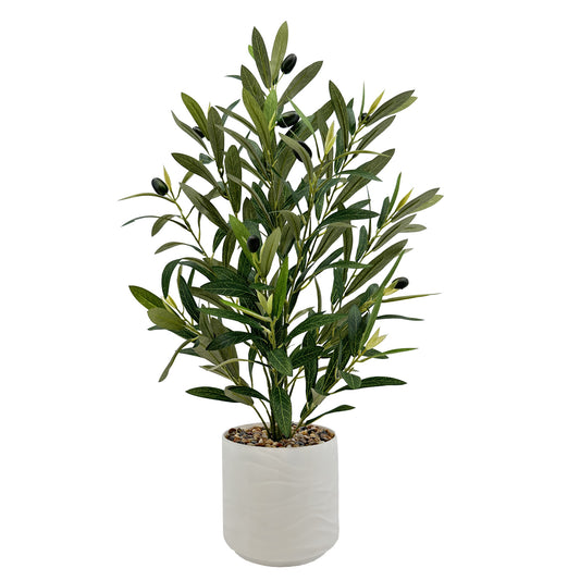 55cm Artificial Olive Trees Indoor,Faux Olive Tree with White Planter Pot,Artificial Plants Lifelike Fruits for Home Office MeetingRoom Living Room Indoor Outdoor Decor
