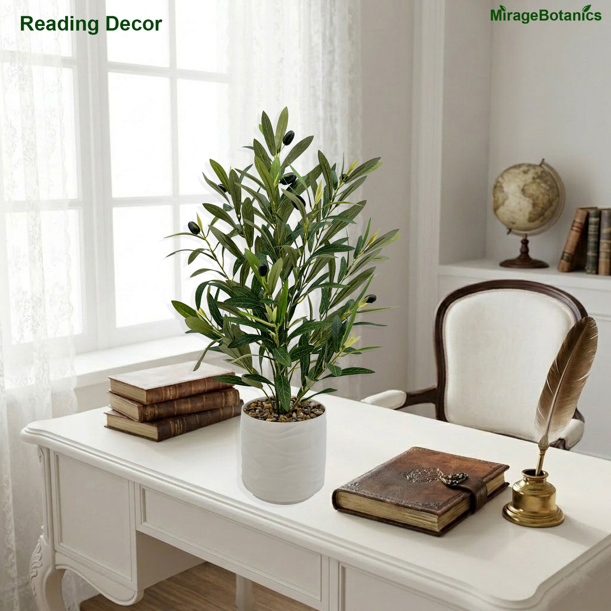 55cm Artificial Olive Trees Indoor,Faux Olive Tree with White Planter Pot,Artificial Plants Lifelike Fruits for Home Office MeetingRoom Living Room Indoor Outdoor Decor