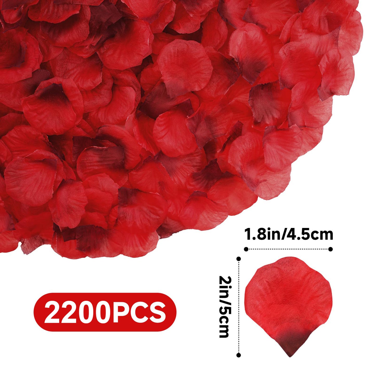 2200 PCS Artificial Dark-Red Silk Rose Petals for Romantic Night,Wedding,Proposal Anniversary Flower Decorations