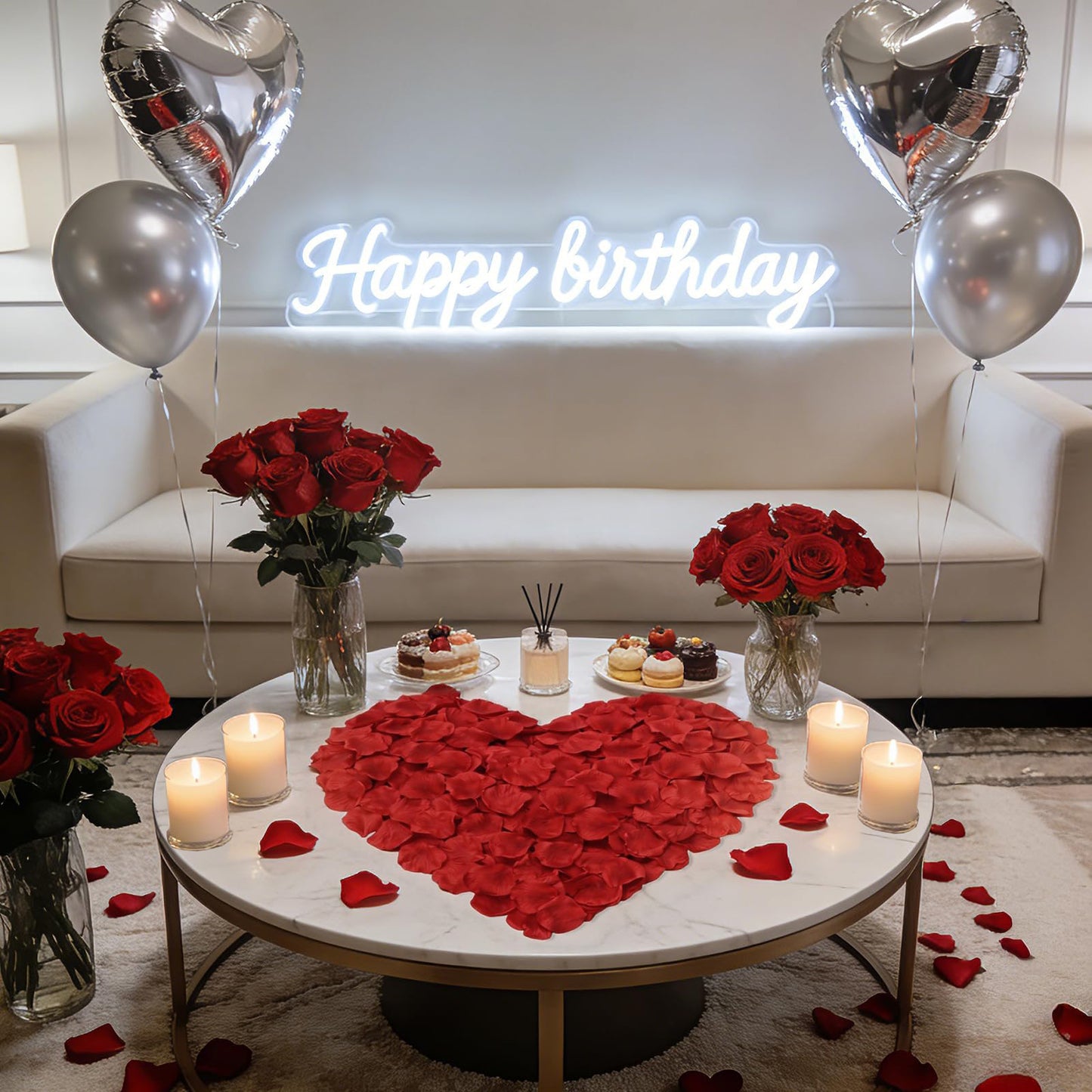 2200 PCS Artificial Dark-Red Silk Rose Petals for Romantic Night,Wedding,Proposal Anniversary Flower Decorations