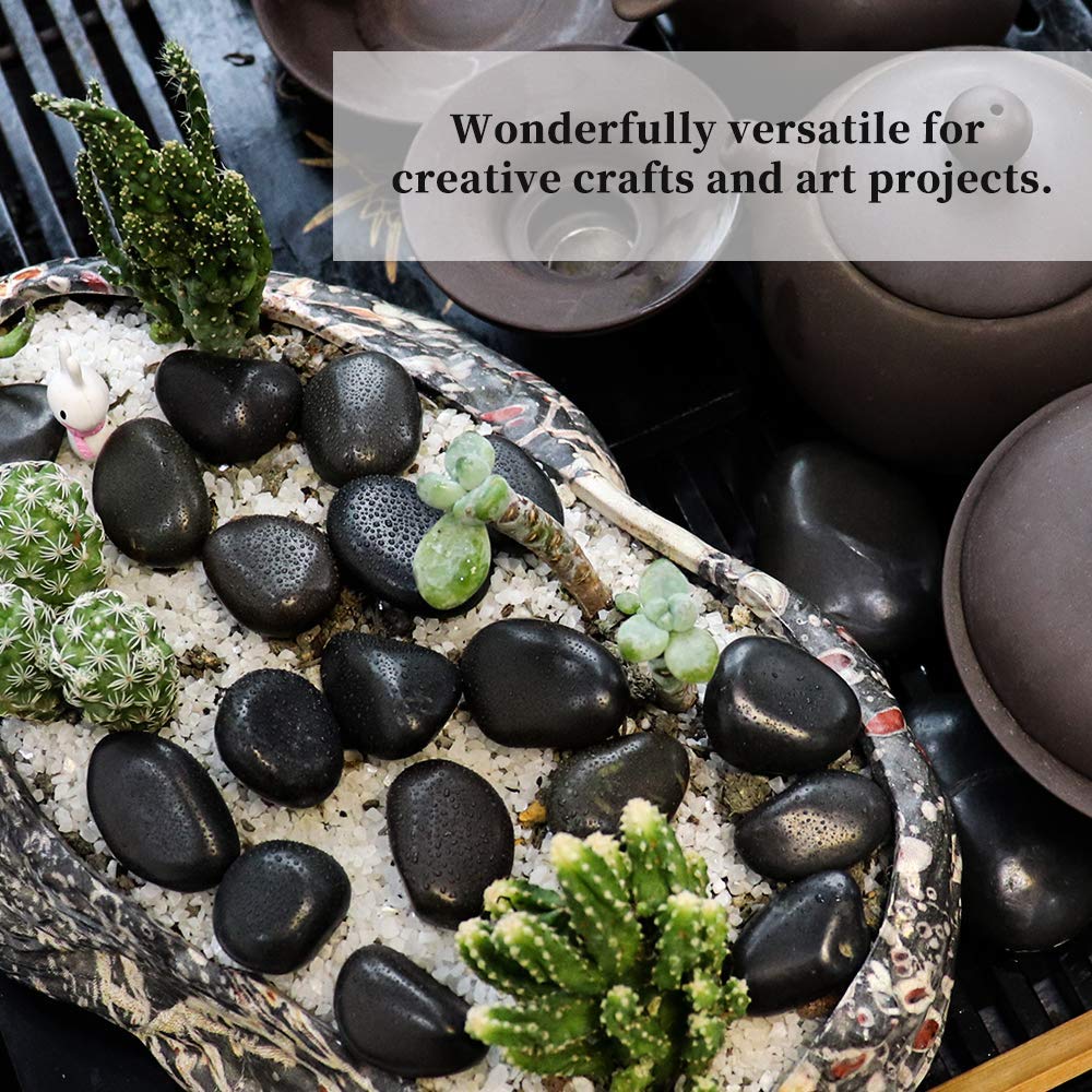 5Kg River Rocks for Landscaping, 1.0-3.0cm Black Pebbles for Garden Design, Hand-Picked Smooth Stones for Fish Tank, Flower Pots, Indoor Water Fountains, Pathways, Backyard
