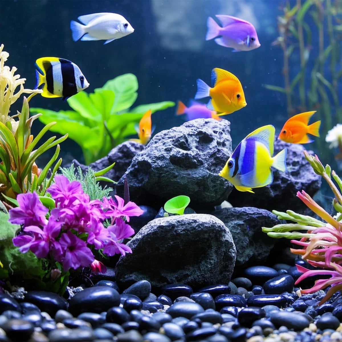 5Kg River Rocks for Landscaping, 1.0-3.0cm Black Pebbles for Garden Design, Hand-Picked Smooth Stones for Fish Tank, Flower Pots, Indoor Water Fountains, Pathways, Backyard