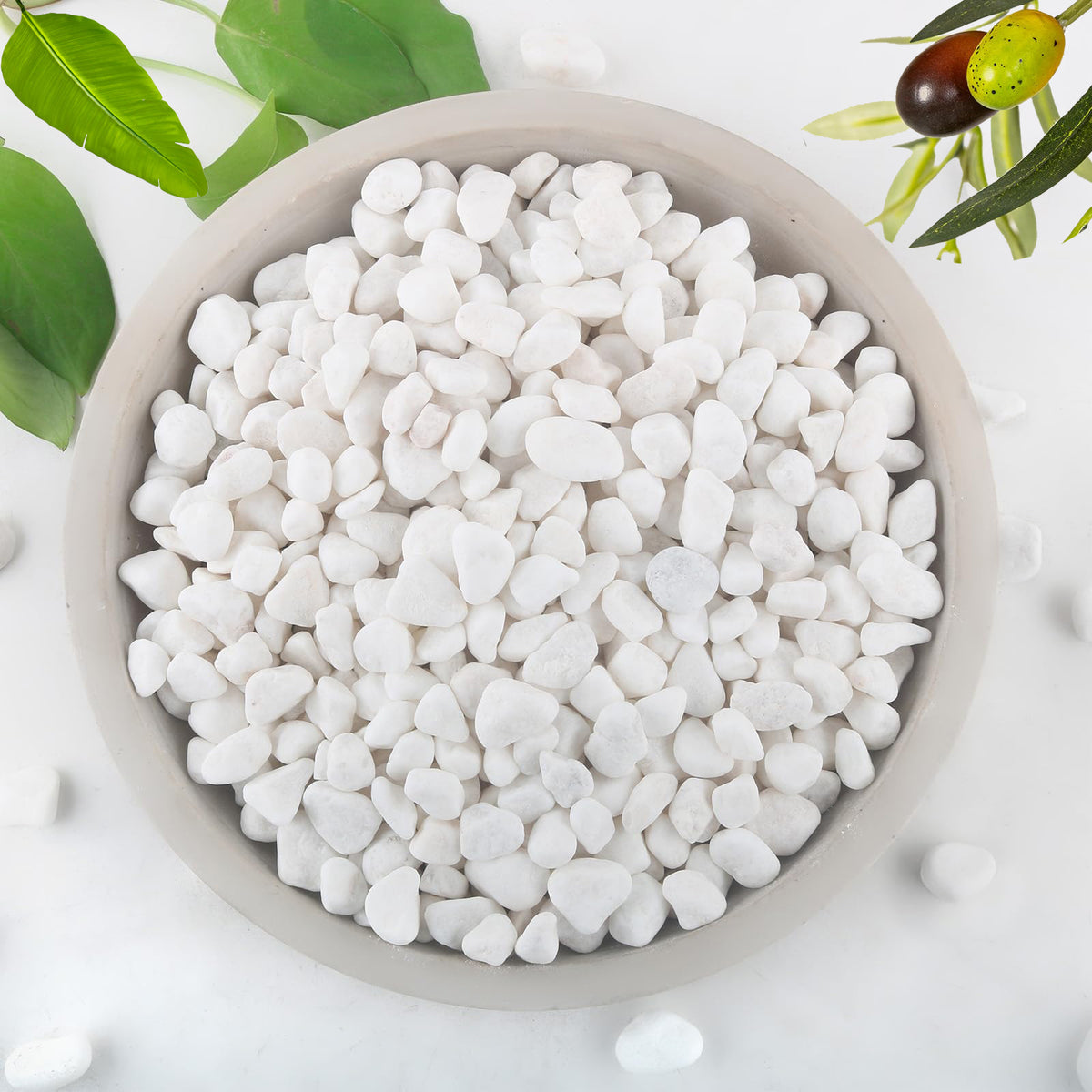 5Kg White Rocks for Plants, 1.0-5.0cm White Pebbles, Decorative Stones for Vases, Small Aquarium Gravel for Fish Tank Garden Rocks for Potted Plants & Home Decor