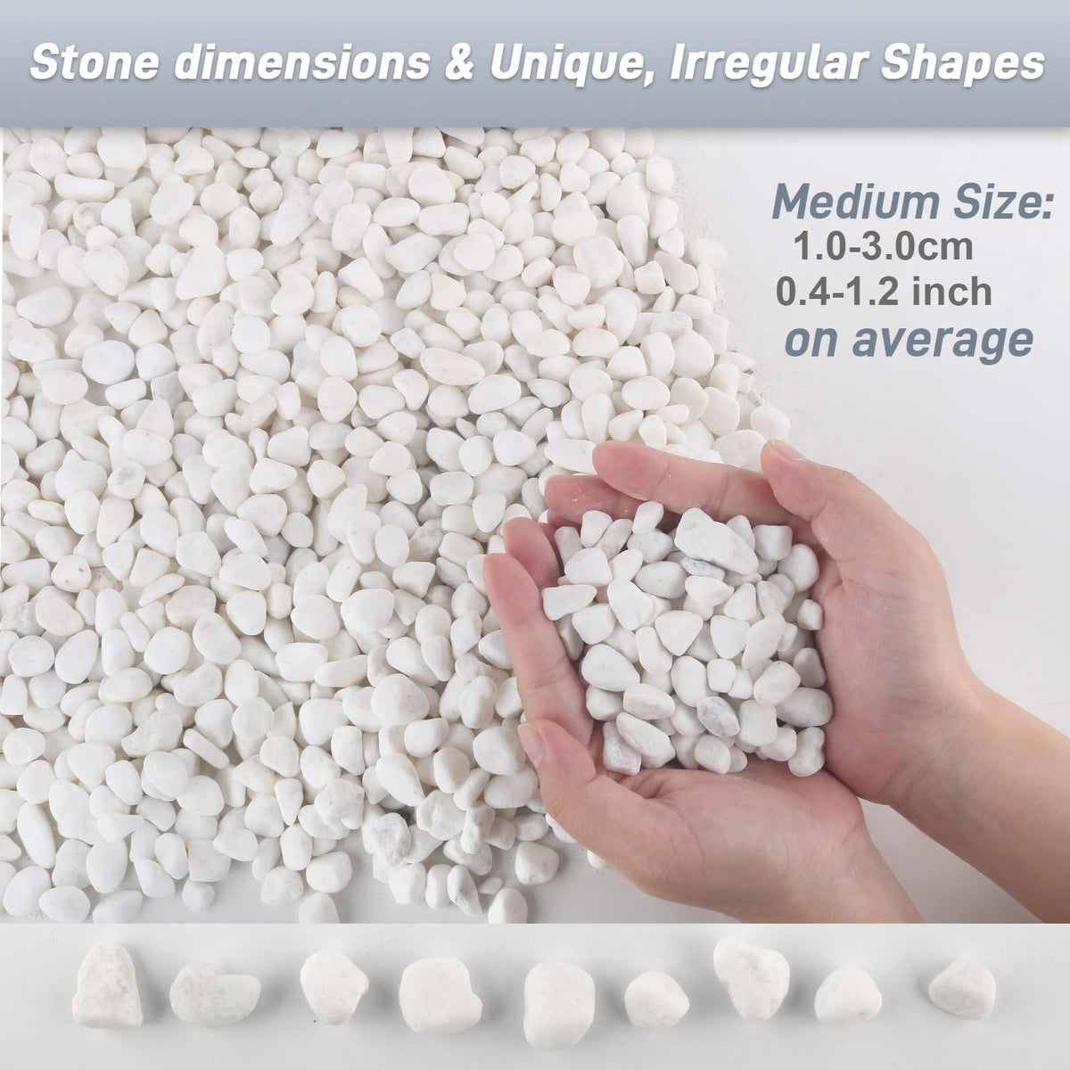 5Kg White Rocks for Plants, 1.0-5.0cm White Pebbles, Decorative Stones for Vases, Small Aquarium Gravel for Fish Tank Garden Rocks for Potted Plants & Home Decor