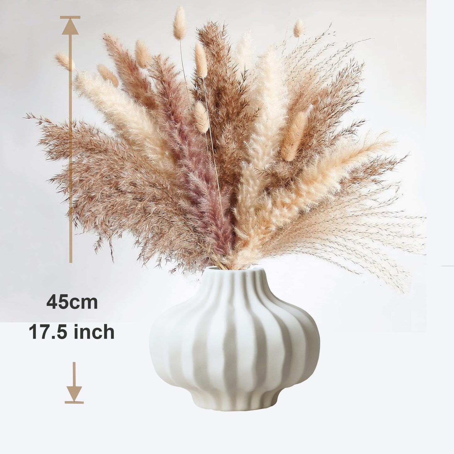 105 PCS Natural Dried Pampas Grass Boho Home Decor Bouquet Phragmites Dried Flowers Bouquet for Wedding Floral Arrangements Home Decorations