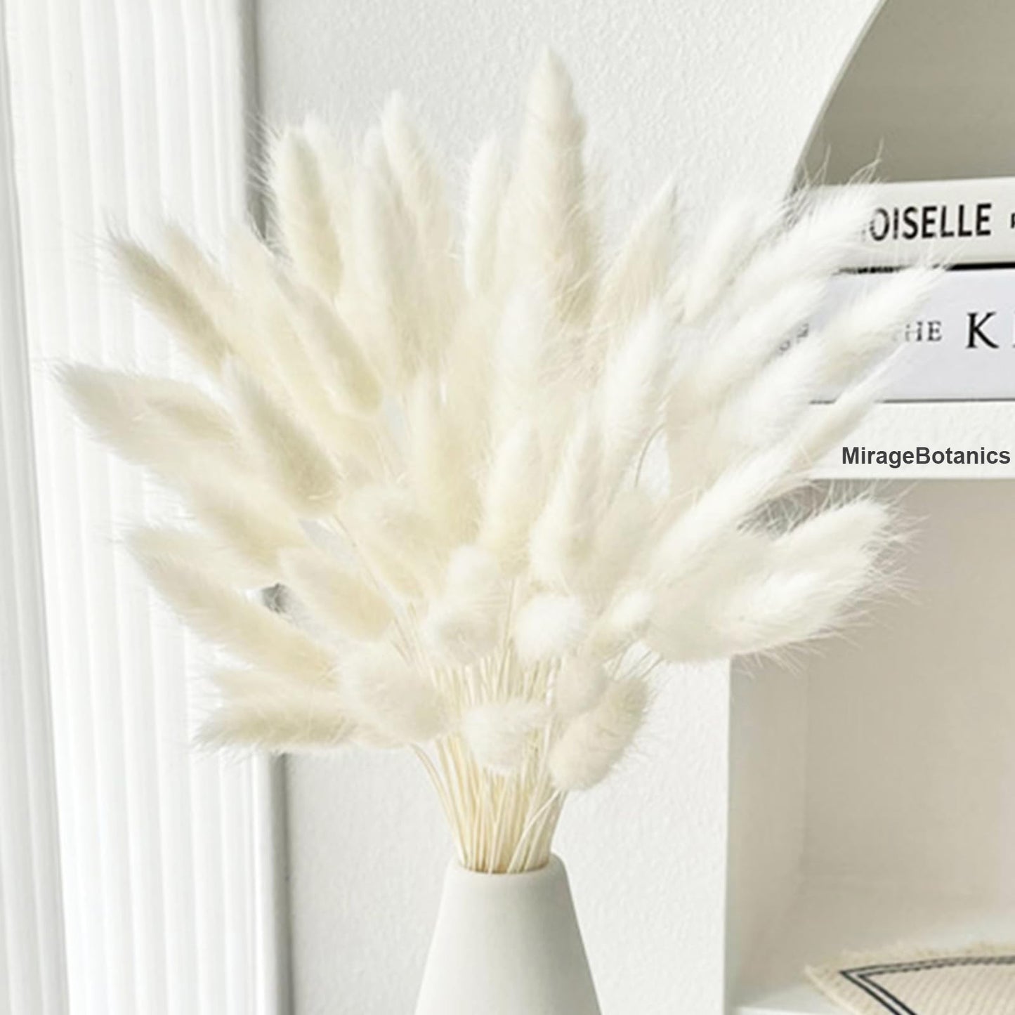 120PCS Bunny Tails Dried Flowers, Dried Rabbit Tail Grass Bouquet, Boho Table Decor, White Pampas Grass small, dried bunny tails for Wedding, Home, Rustic Party, Baby Shower Decor