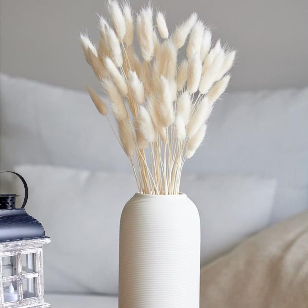 120PCS Bunny Tails Dried Flowers, Dried Rabbit Tail Grass Bouquet, Boho Table Decor, White Pampas Grass small, dried bunny tails for Wedding, Home, Rustic Party, Baby Shower Decor