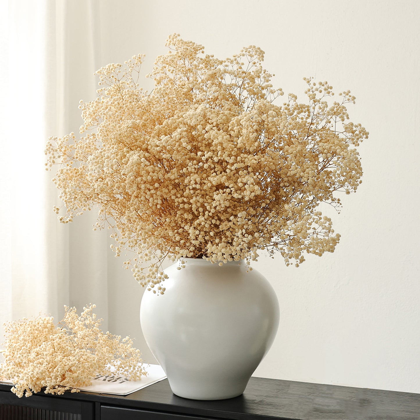 2000+ Bulk Bleached Dried   Babys Breath Bouquet, Pure White - Gold Gypsophila Flowers, Long-Lasting Wedding, Home, Party Decor -  Floral Arrangements Dried Flower for Office Home Decor (Gold)