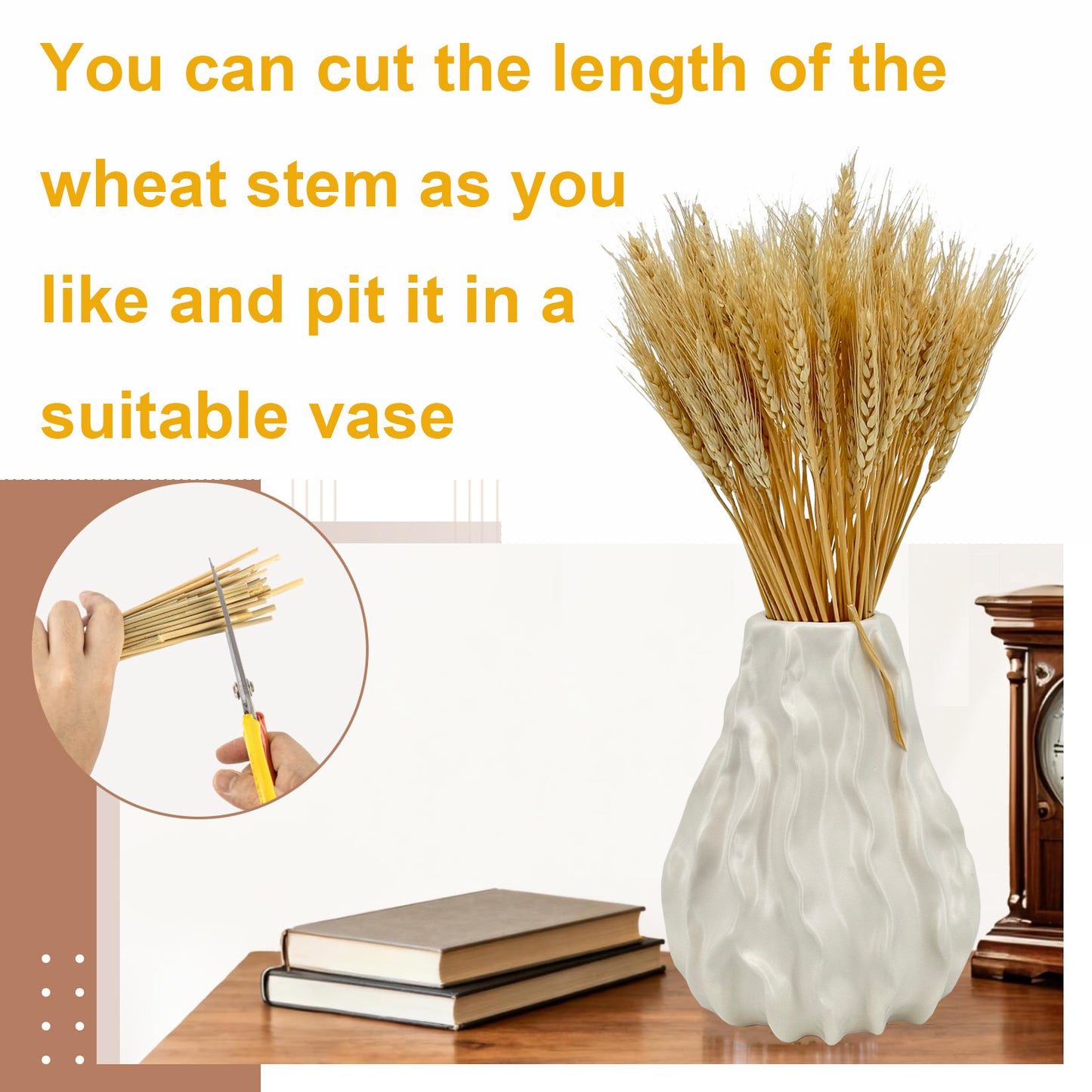 100 Stems 45cm Dried Wheat Flowers - Natural Ear of Wheat Grain Flowers - DIY Arrangements for Home, Wedding, Store Decorative Autumn Wreath Decoration