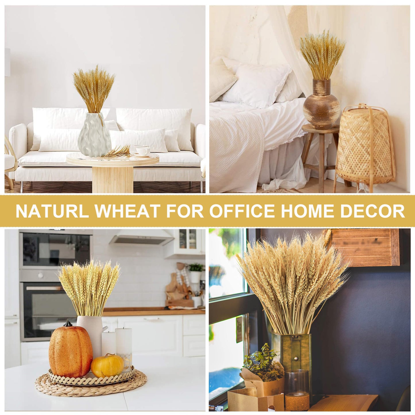 100 Stems 45cm Dried Wheat Flowers - Natural Ear of Wheat Grain Flowers - DIY Arrangements for Home, Wedding, Store Decorative Autumn Wreath Decoration