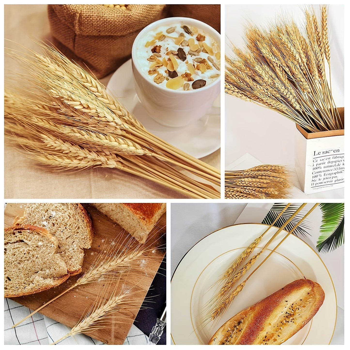 100 Stems 45cm Dried Wheat Flowers - Natural Ear of Wheat Grain Flowers - DIY Arrangements for Home, Wedding, Store Decorative Autumn Wreath Decoration