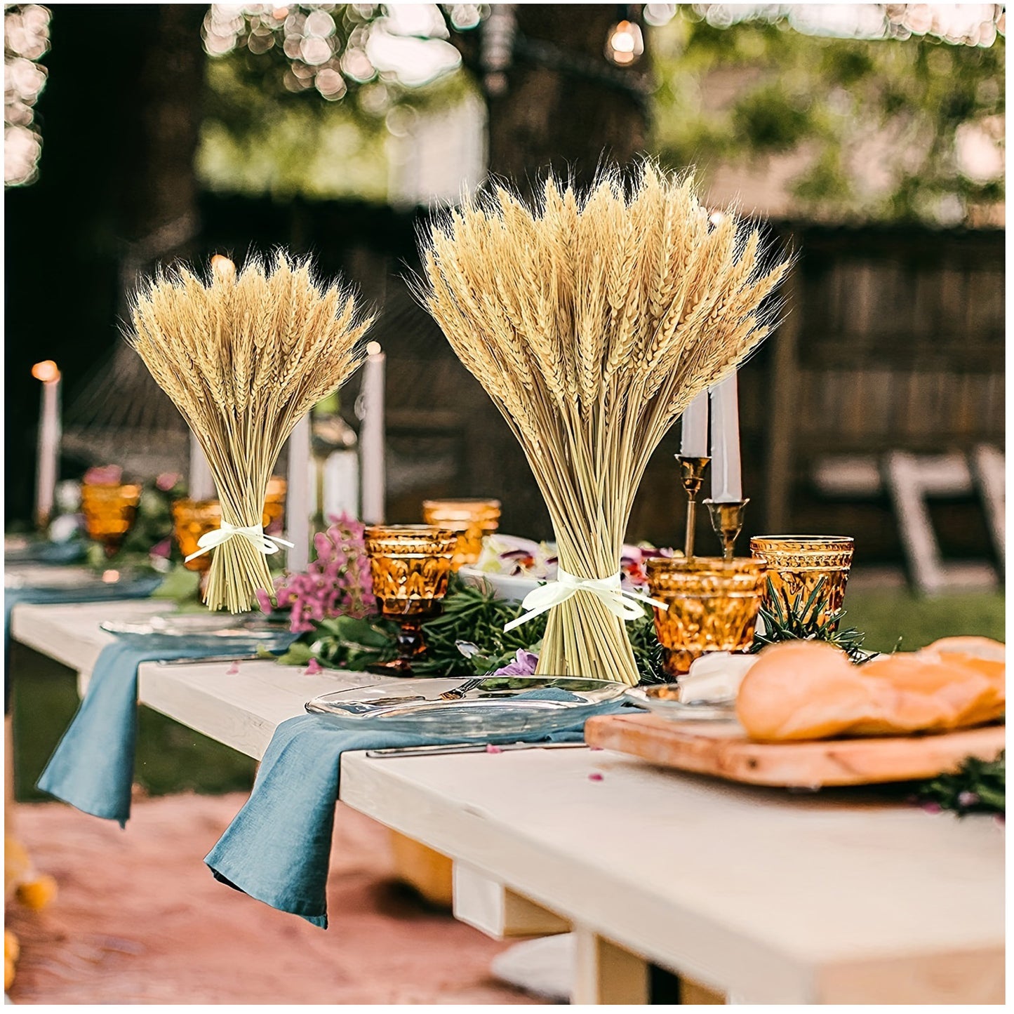 100 Stems 45cm Dried Wheat Flowers - Natural Ear of Wheat Grain Flowers - DIY Arrangements for Home, Wedding, Store Decorative Autumn Wreath Decoration