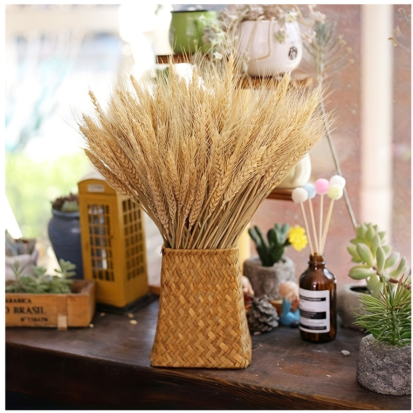 100 Stems 45cm Dried Wheat Flowers - Natural Ear of Wheat Grain Flowers - DIY Arrangements for Home, Wedding, Store Decorative Autumn Wreath Decoration