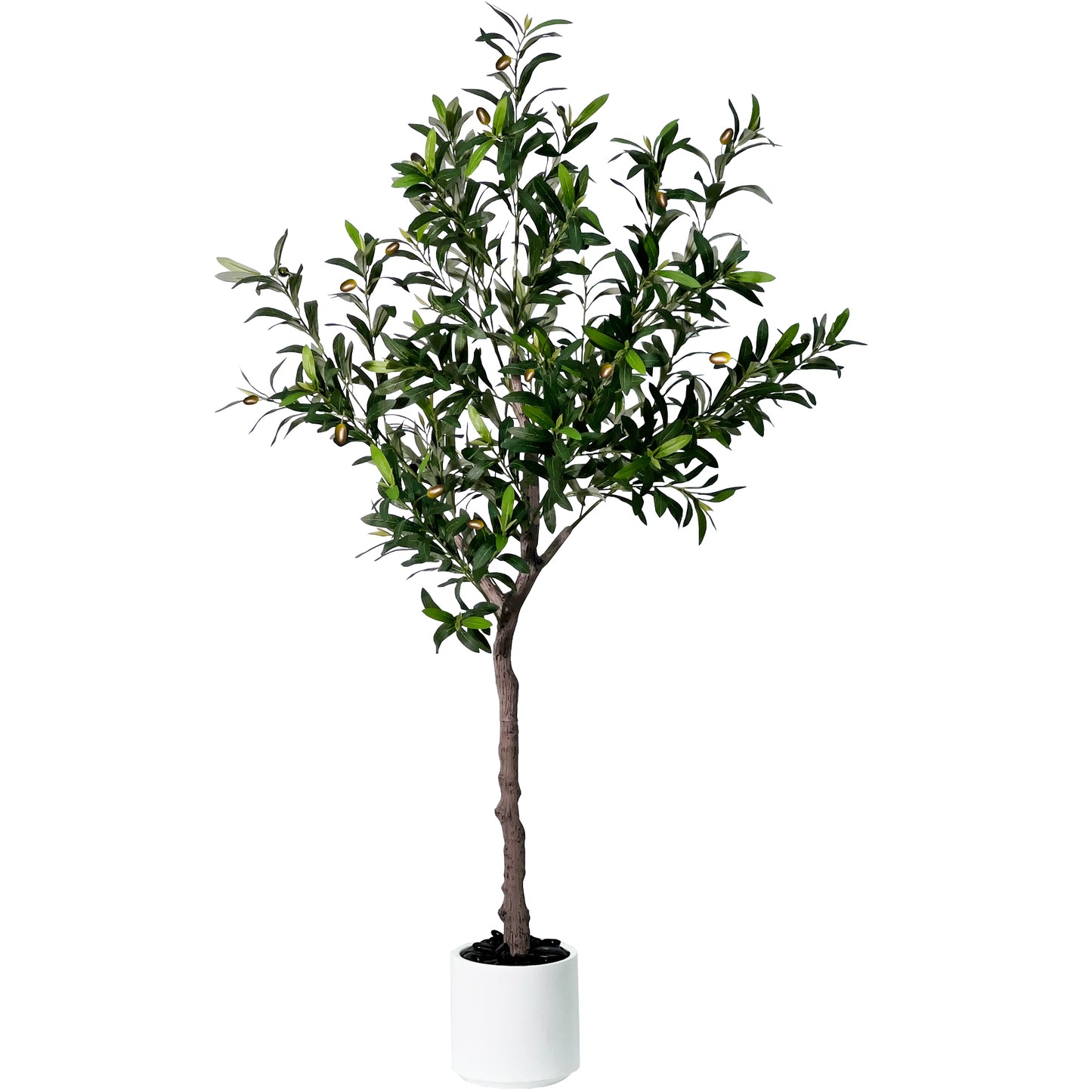 4~7FT Artificial Olive Trees Indoor Outdoor with White Tall Planter