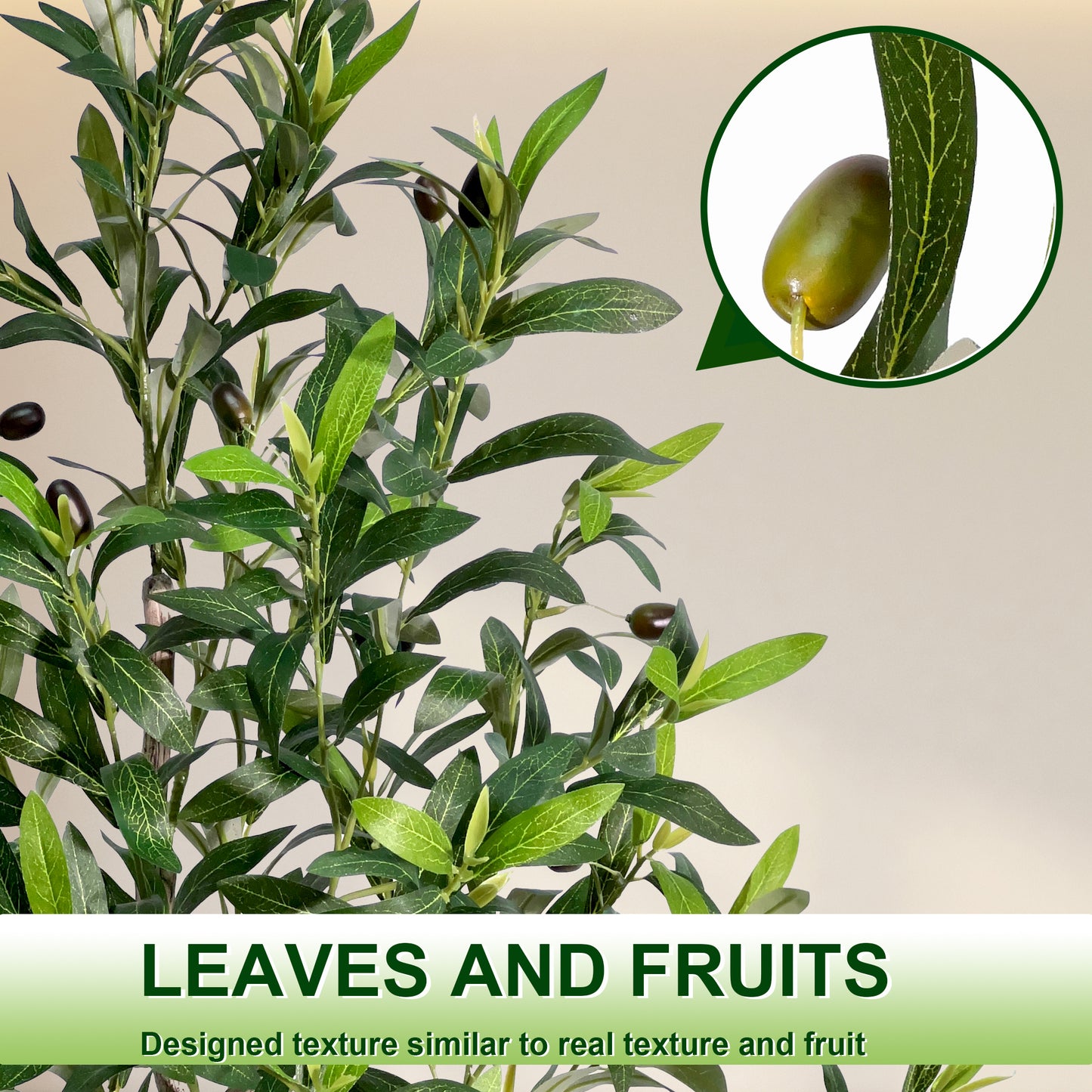 4~7FT Artificial Olive Trees Indoor Outdoor with White Tall Planter