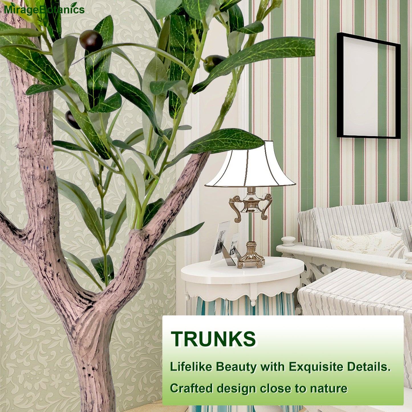 4~7FT Artificial Olive Trees Indoor Outdoor with White Tall Planter