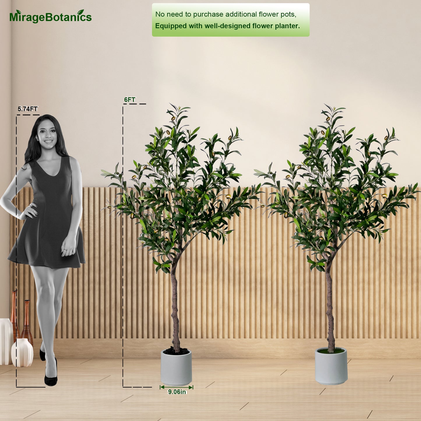 4~7FT Artificial Olive Trees Indoor Outdoor with White Tall Planter