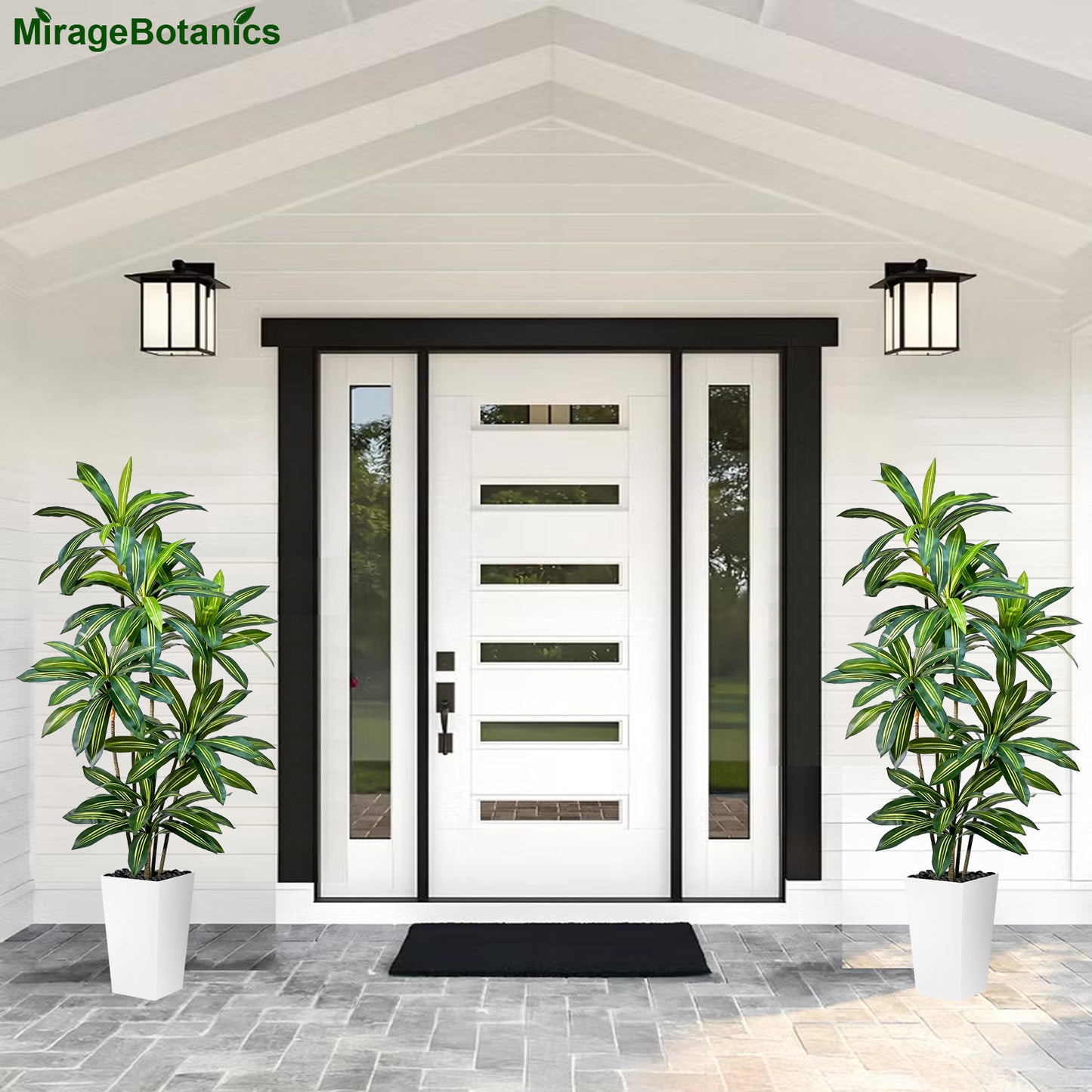 150cm Artificial Dracaena Tree, Tall Fake Plant with White Pot - Realistic Faux Dragon Tree with Tall Planter - Indoor Floor Plant for Home, Office,Mall, Living Room, Bedroom, Hotel, Patio Decor