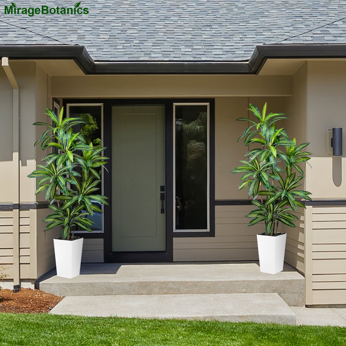 Artificial Dracaena Plant Indoor Outdoor 5-7FT - Fake Tree with Tall Planter