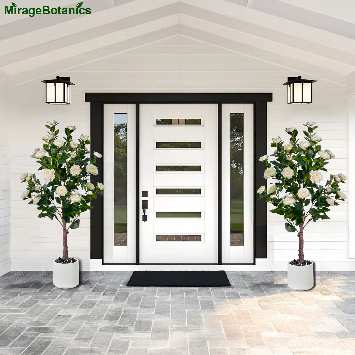 150cm Artificial Camellia Tree  - Realistic Faux Flower Plant in Black Nursery Pot for Living Room, Porch, Office Decor - Low Maintenance Blooming Tree for Home, Wedding, Housewarming Gift