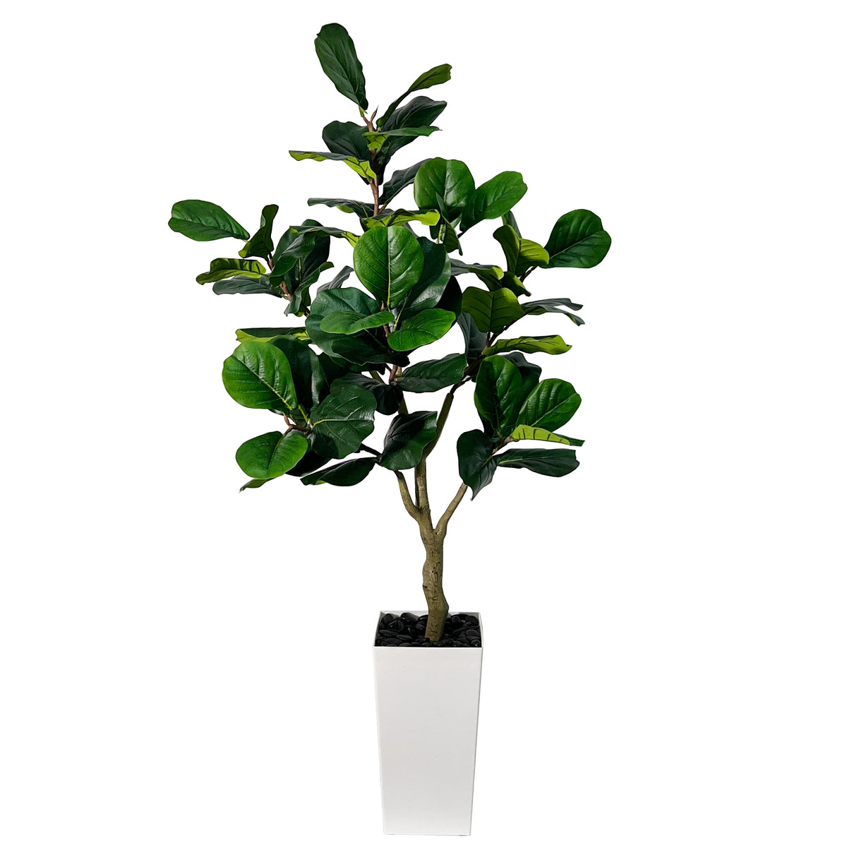 5 Ft Artificial Fiddle Leaf Fig Tree with White Planter Pot