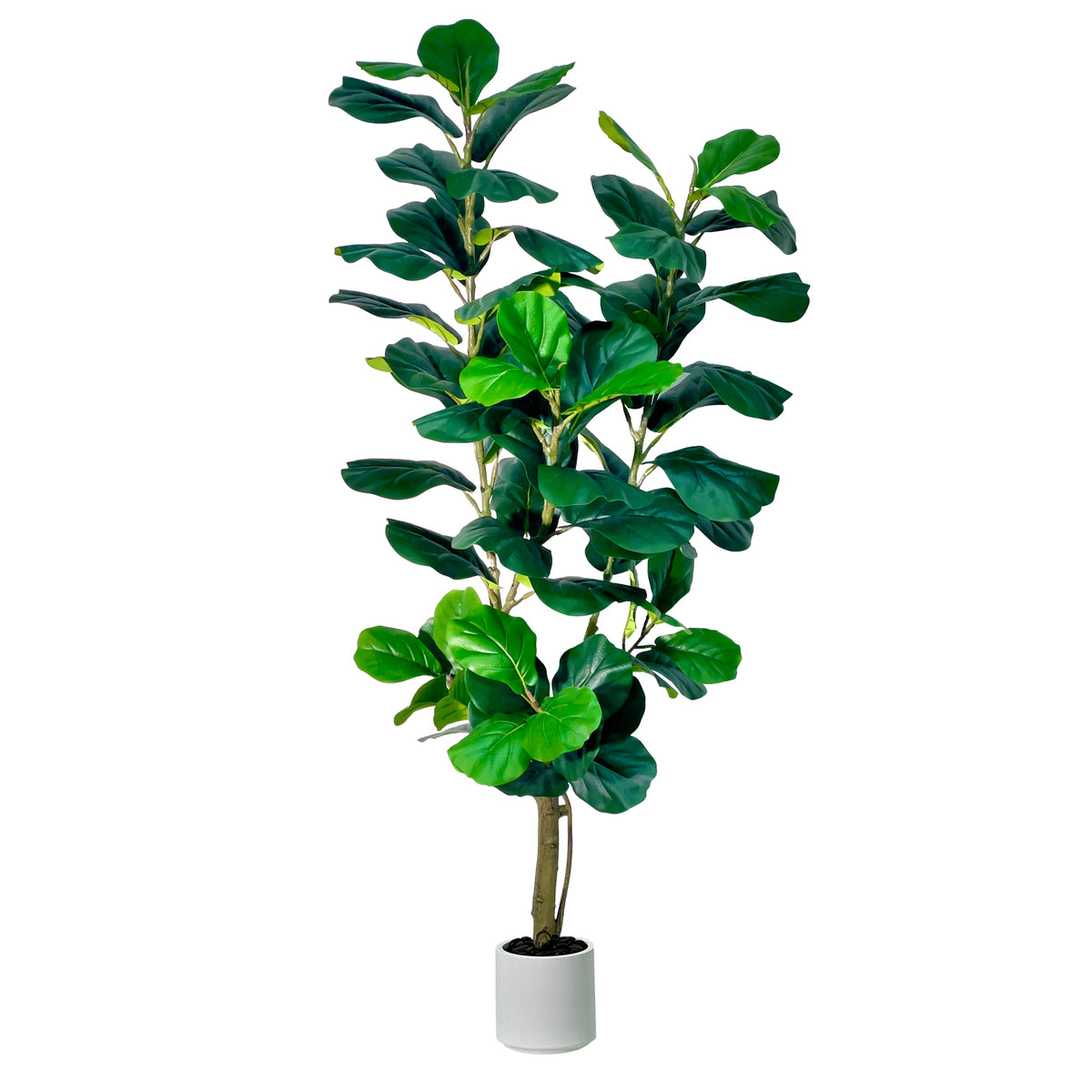 5 Ft Artificial Fiddle Leaf Fig Tree with White Planter Pot