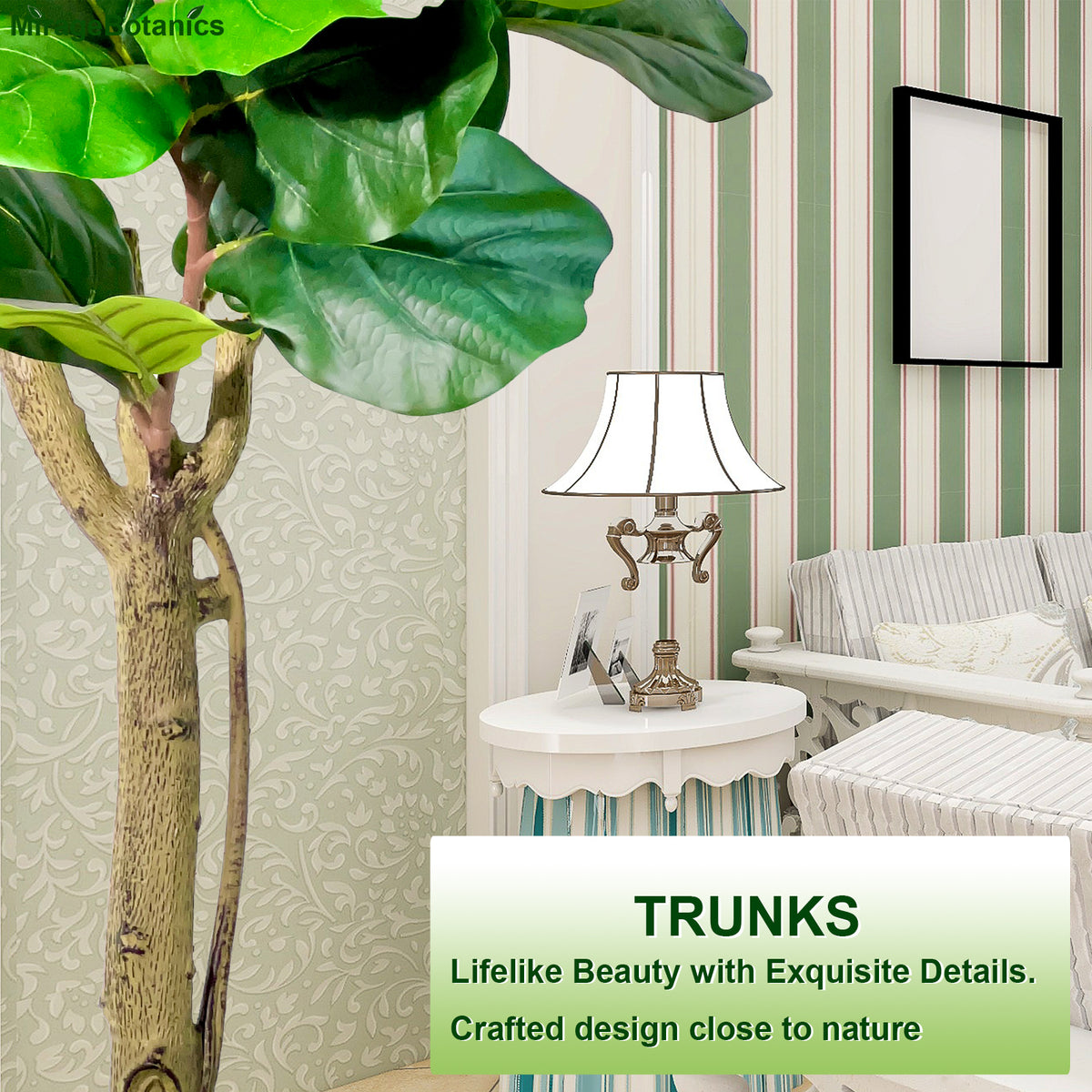 5 Ft Artificial Fiddle Leaf Fig Tree with White Planter Pot