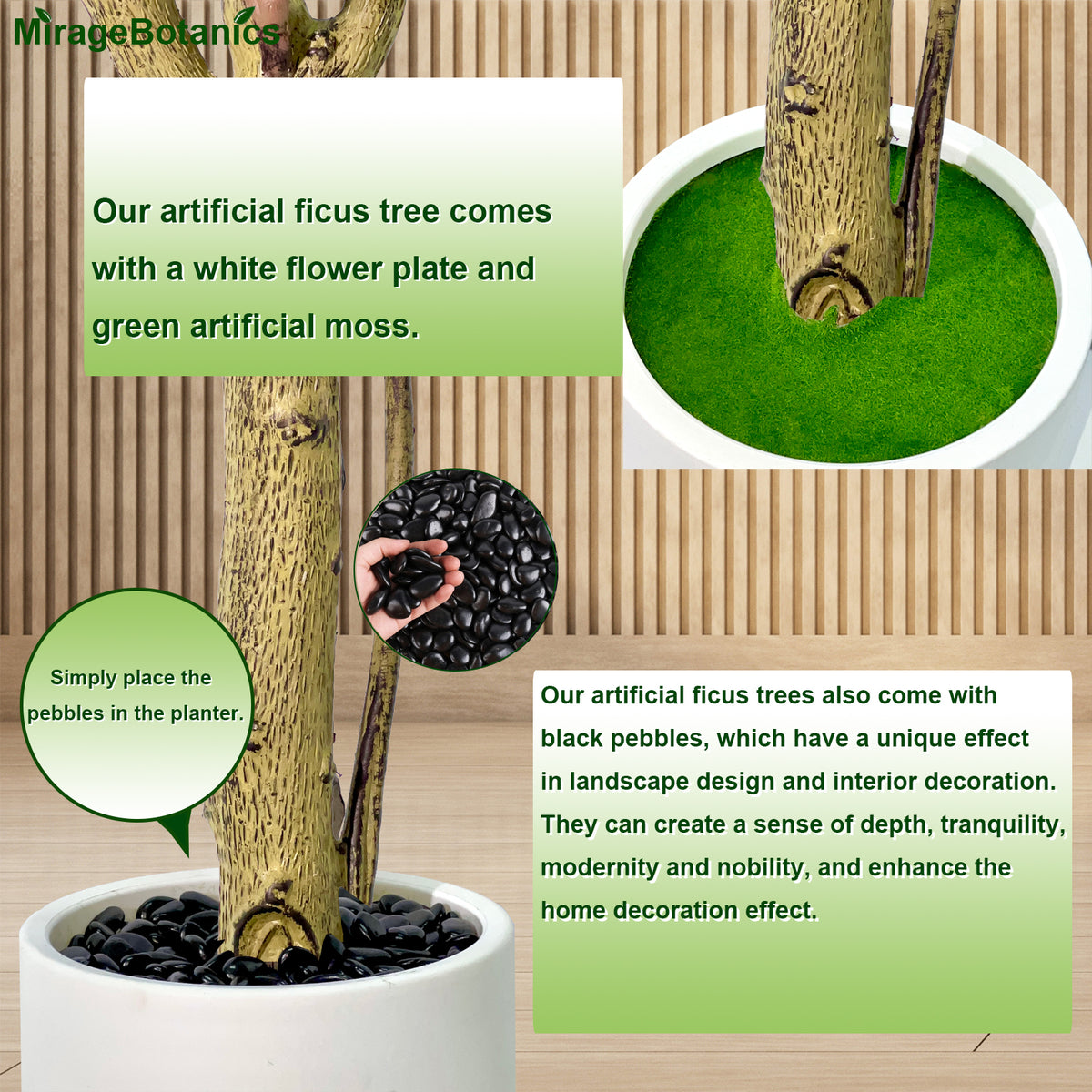 5 Ft Artificial Fiddle Leaf Fig Tree with White Planter Pot