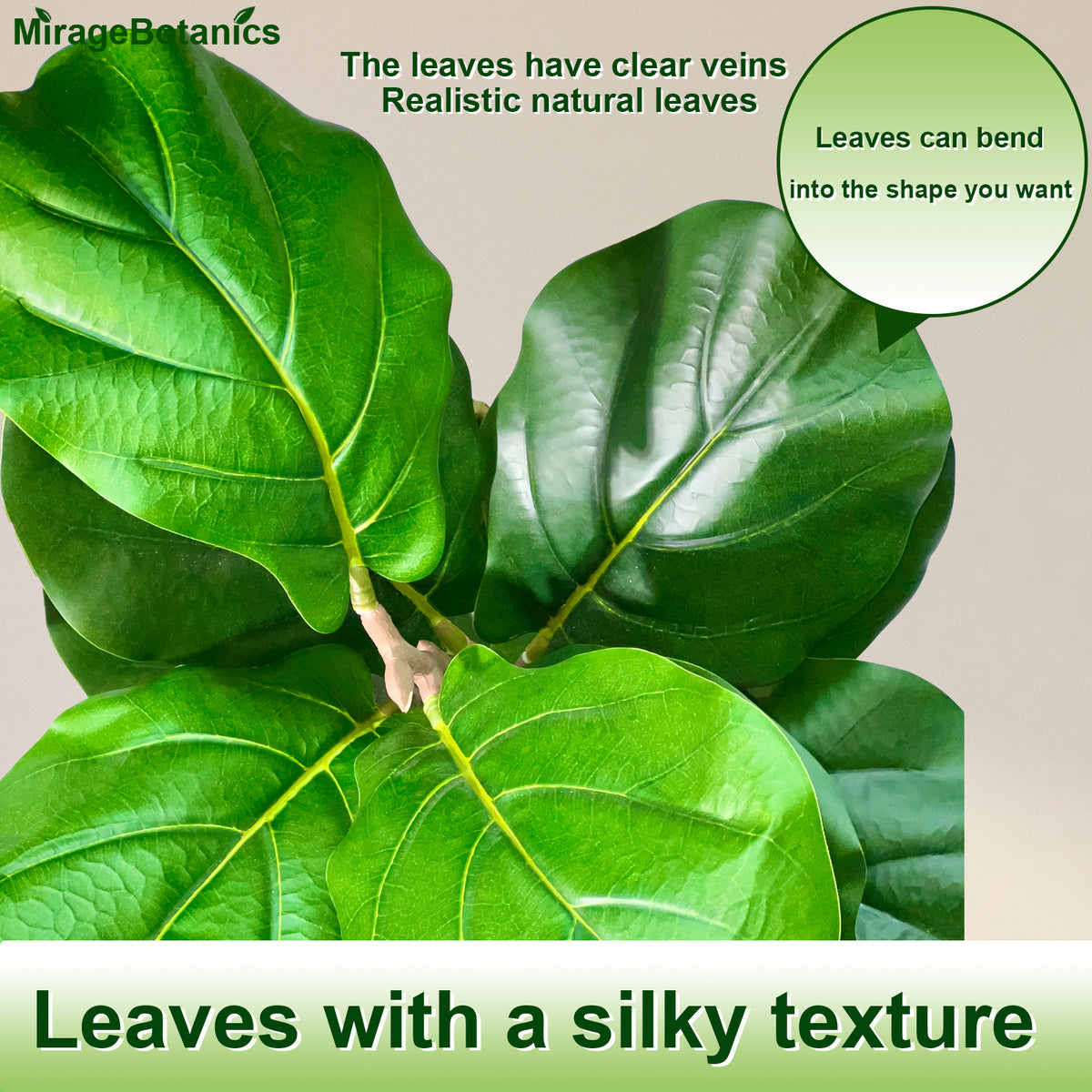 5 Ft Artificial Fiddle Leaf Fig Tree with White Planter Pot