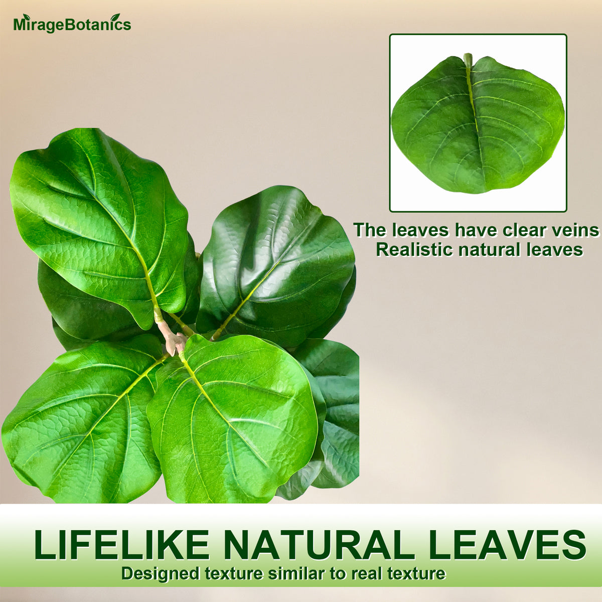 5 Ft Artificial Fiddle Leaf Fig Tree with White Planter Pot