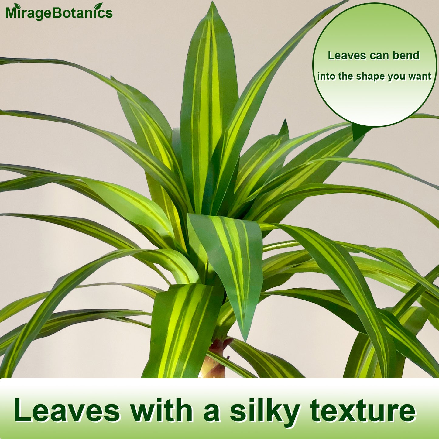 180cm Artificial Dracaena Tree, Fake Tree with White Planter, Fake Tropical Yucca Floor Plant, Lifelike Foliage and Branches, Artificial Plants Indoor Outdoor for Home Office Living Room Decor Indoor