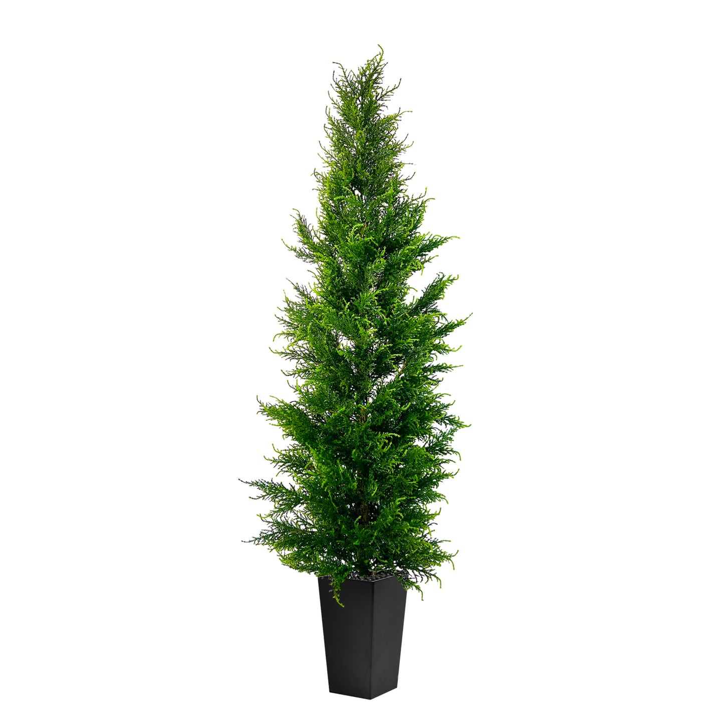 150cm Artificial Cedar Tree Outdoor Front Porch Decor Faux Cedar Tree, Fake Pine Tree in Black Planter with UV Resistant Coating