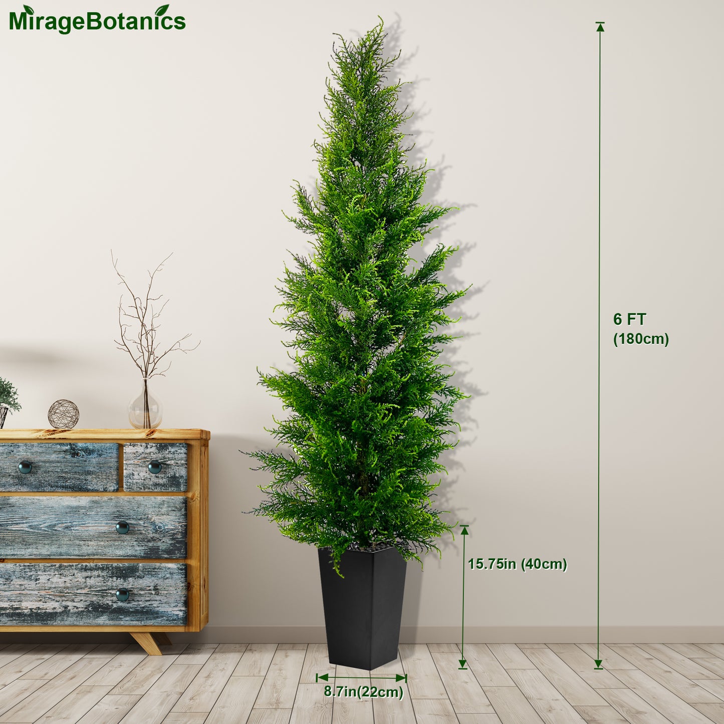 150cm Artificial Cedar Tree Outdoor Front Porch Decor Faux Cedar Tree, Fake Pine Tree in Black Planter with UV Resistant Coating