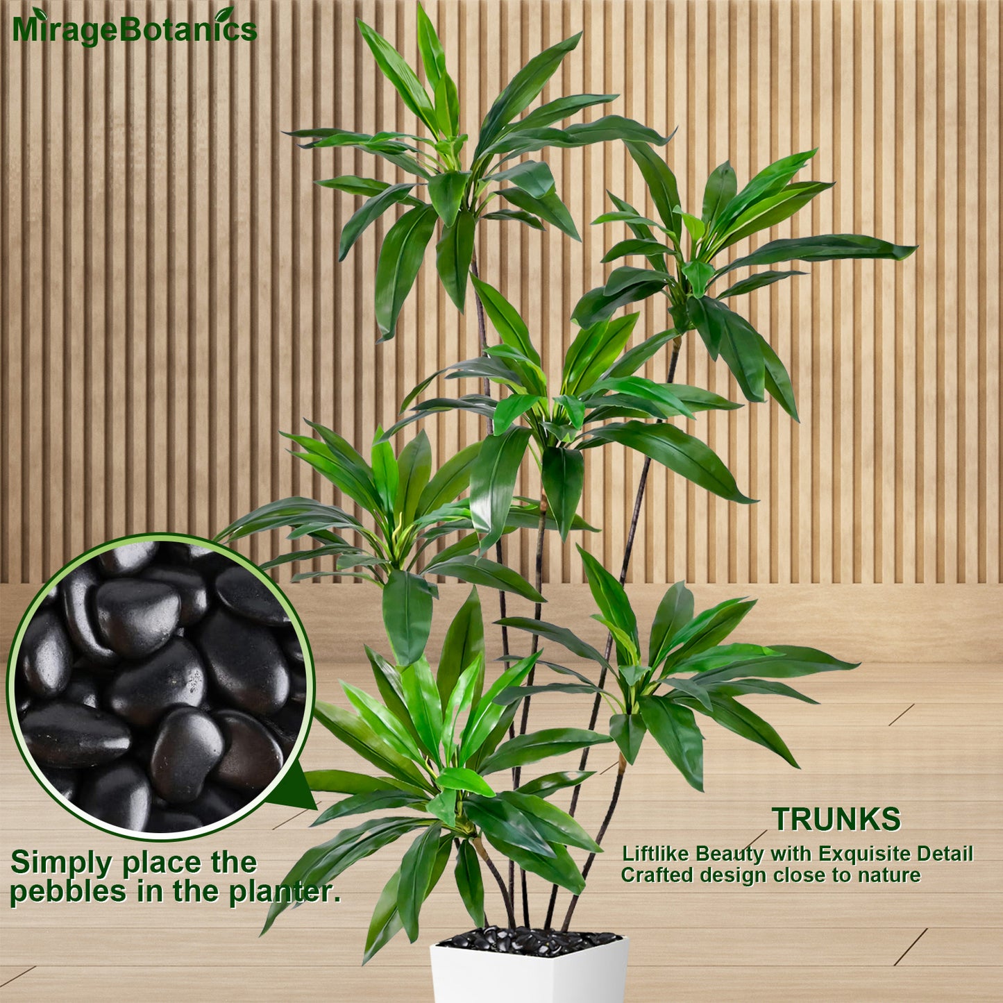 150cm Artificial Dracaena Tree, Fake Loose Tail Dracaena Faux Plantain Tree Potted Fake Tree Artificial Green Plant  for Nordic Living Room Pation Office Home Decor (Include White Tall Planter)