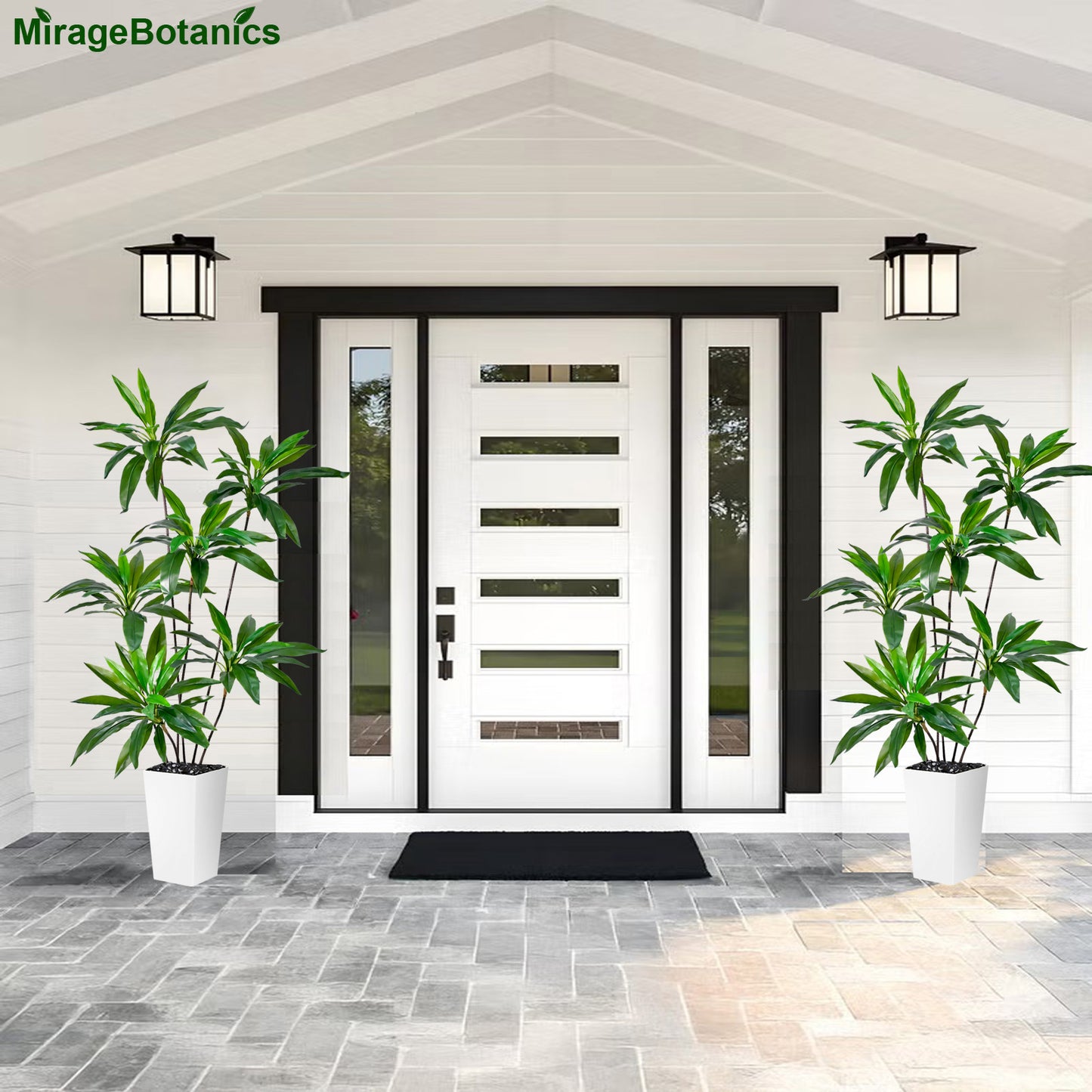 150cm Artificial Dracaena Tree, Fake Loose Tail Dracaena Faux Plantain Tree Potted Fake Tree Artificial Green Plant  for Nordic Living Room Pation Office Home Decor (Include White Tall Planter)