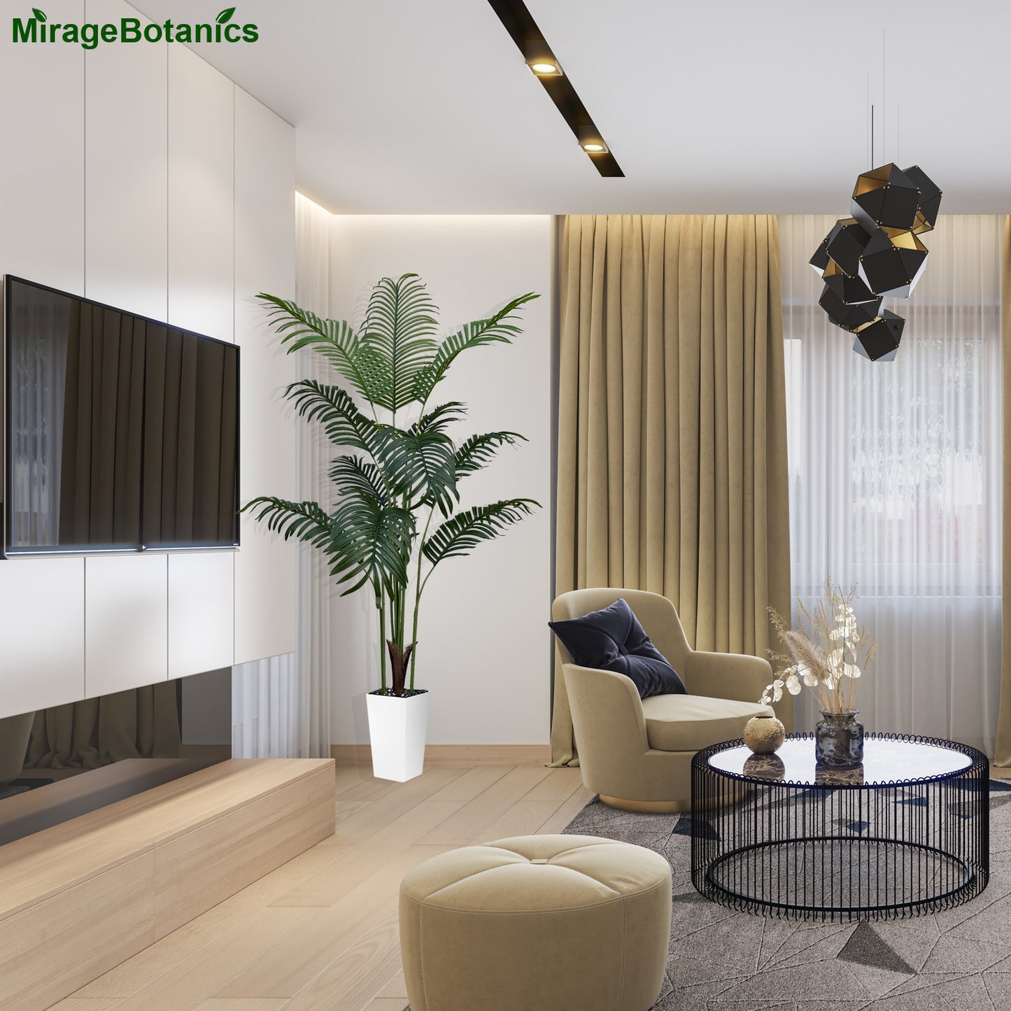 Artificial Palm Tree - Fake Palm Tree - Faux Tropical Areca Floor Plant - Artificial Silk Plant for Home Office Living Room Decor Indoor Outdoor