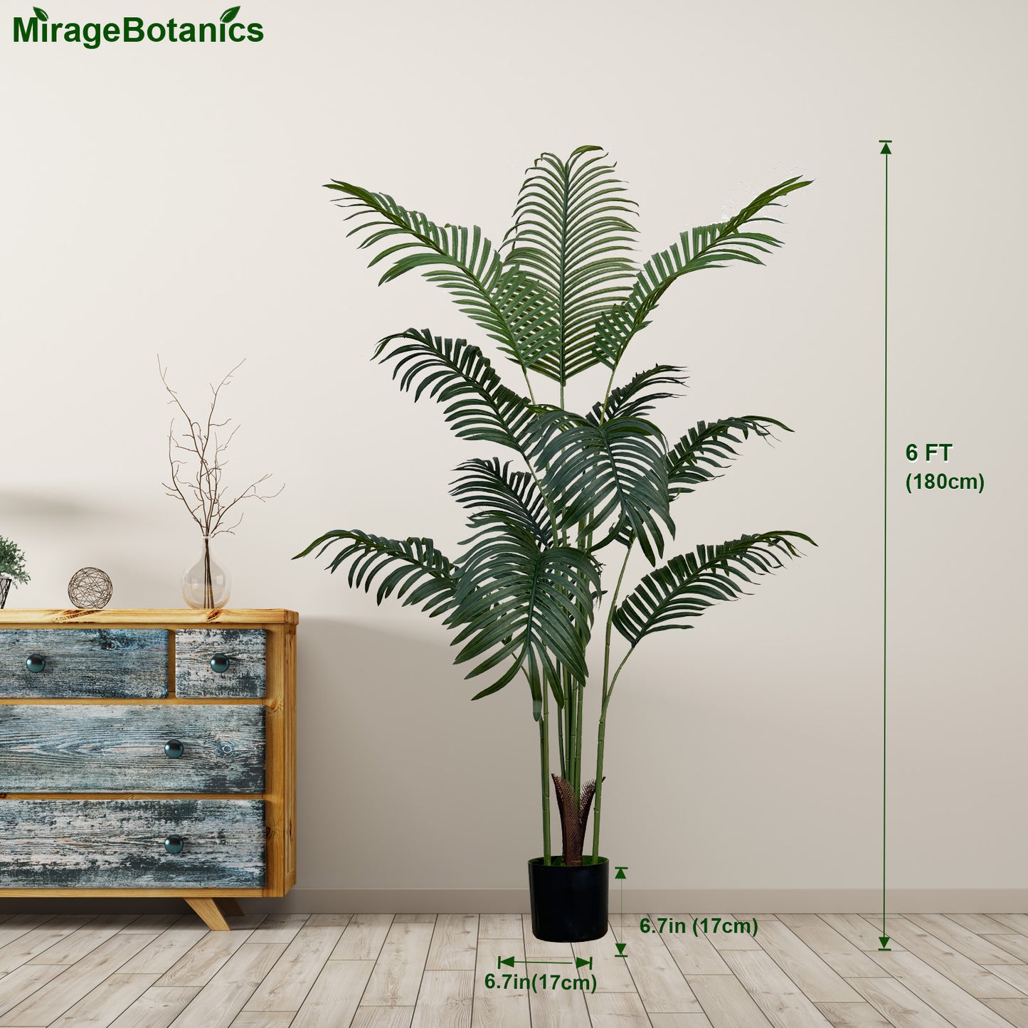 Artificial Palm Tree - Fake Palm Tree - Faux Tropical Areca Floor Plant - Artificial Silk Plant for Home Office Living Room Decor Indoor Outdoor