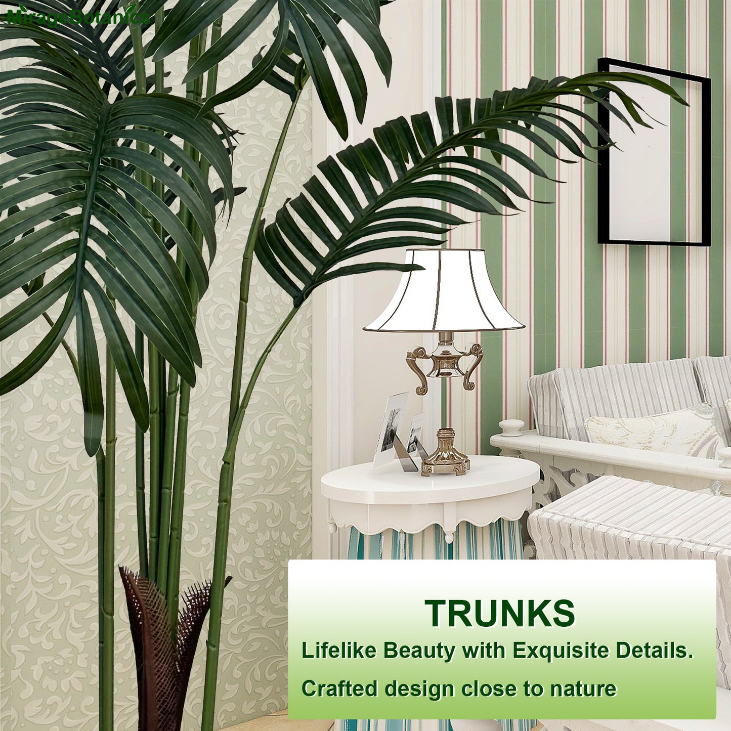 Artificial Palm Tree - Fake Palm Tree - Faux Tropical Areca Floor Plant - Artificial Silk Plant for Home Office Living Room Decor Indoor Outdoor