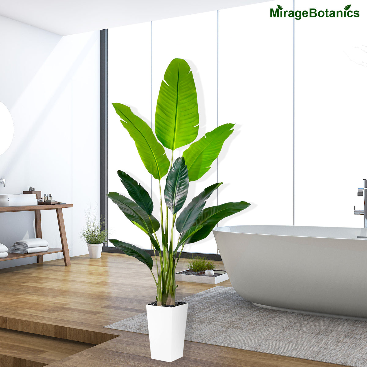 Artificial Banana Plant Fake Bird of Paradise Plant for Indoors and Outdoors,Faux Palm Tree for Office and Home Decor, Housewarming Gift